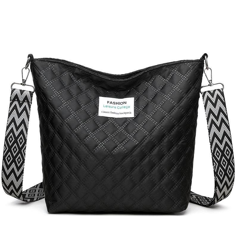 Fashion Quilted Shoulder Diamond Lattice Letter Label Large - capacity Crossbody Bag - Glow Goddess