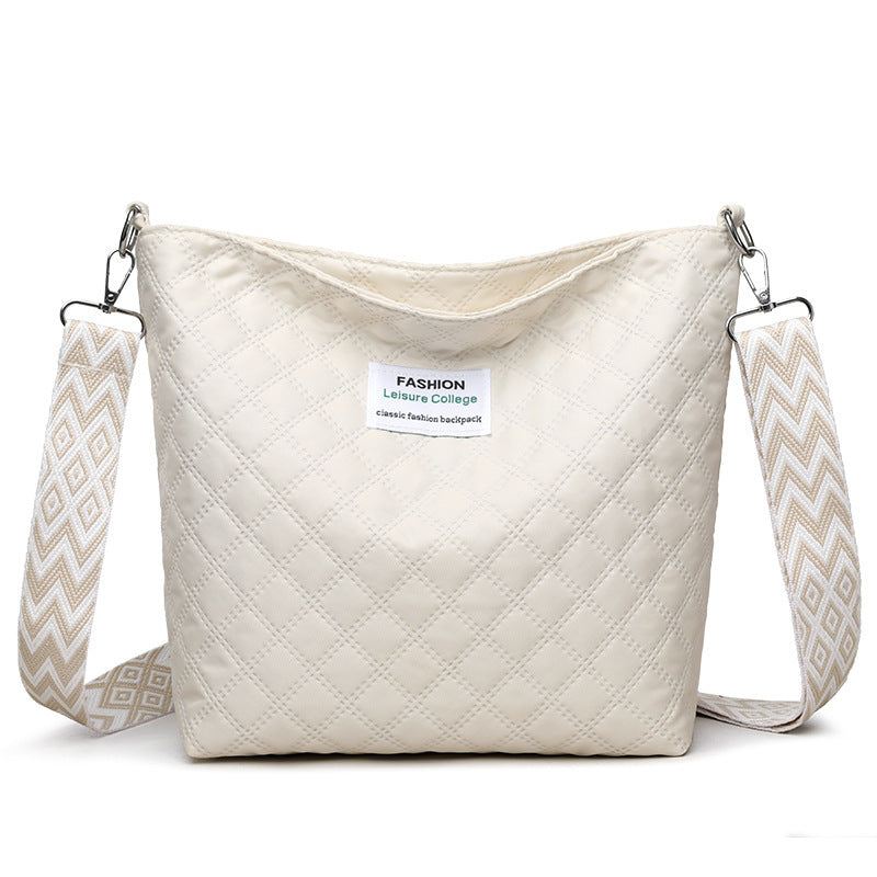 Fashion Quilted Shoulder Diamond Lattice Letter Label Large - capacity Crossbody Bag - Glow Goddess