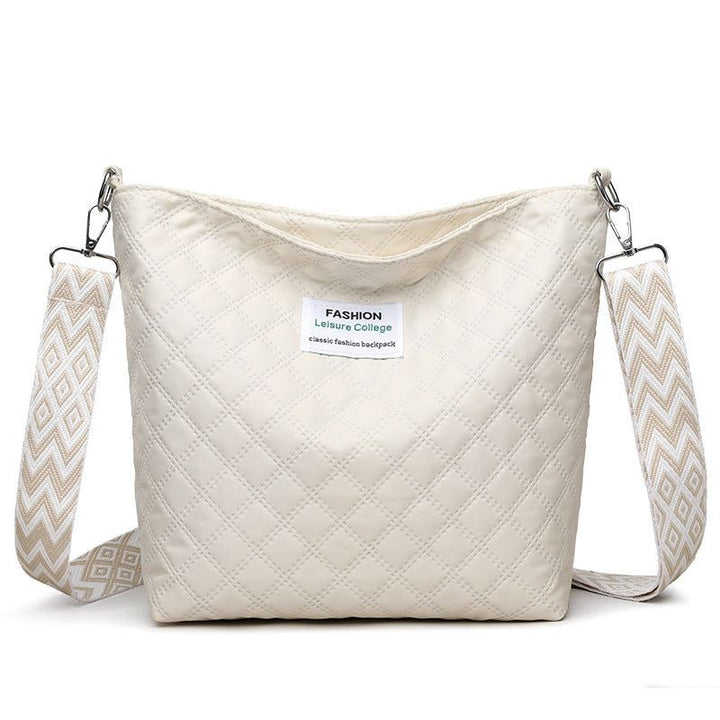 Fashion Quilted Shoulder Diamond Lattice Letter Label Large - capacity Crossbody Bag - Glow Goddess