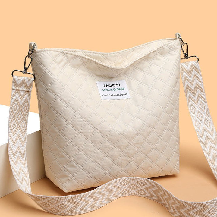 Fashion Quilted Shoulder Diamond Lattice Letter Label Large - capacity Crossbody Bag - Glow Goddess