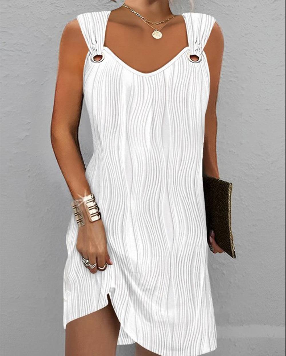 Fashion Sleeveless Vest Jacquard Dress - Glow Goddess