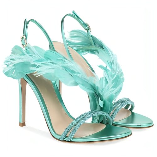 Feather Stiletto Heels for Women – Elegant Banquet High Heel Shoes - Glow Goddess