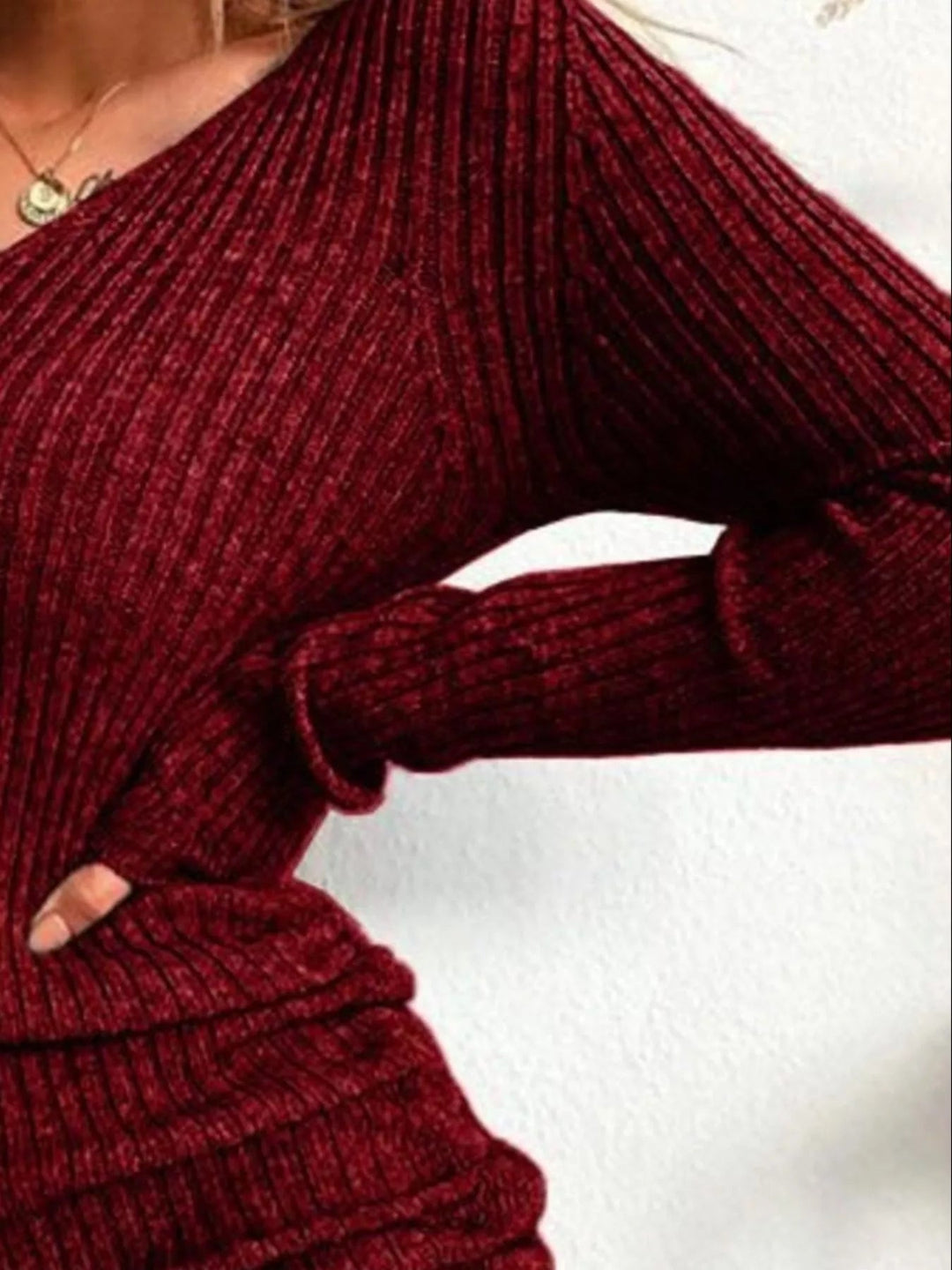 Plus Size Ribbed Sweater Dress with adjustable drawstring detail and fitted bodycon silhouette in soft stretch knit fabric