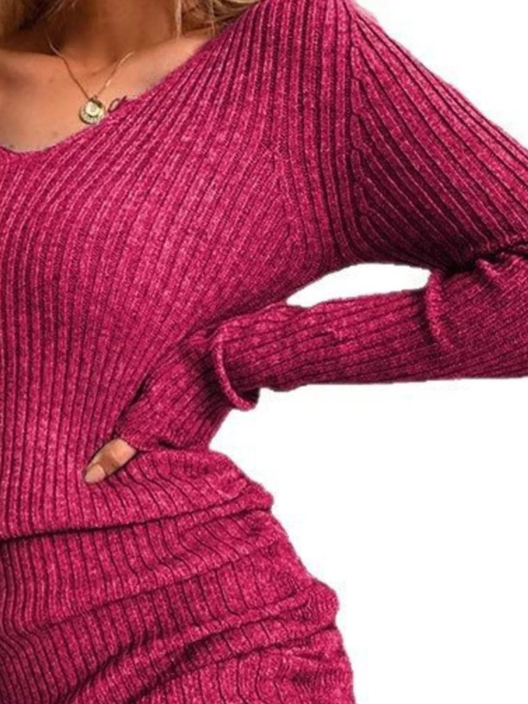 Plus Size Ribbed Sweater Dress with adjustable drawstring detail and fitted bodycon silhouette in soft stretch knit fabric