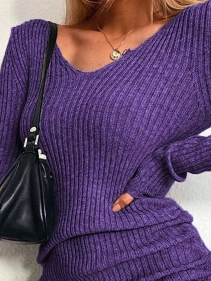 Plus Size Ribbed Sweater Dress with adjustable drawstring detail and fitted bodycon silhouette in soft stretch knit fabric