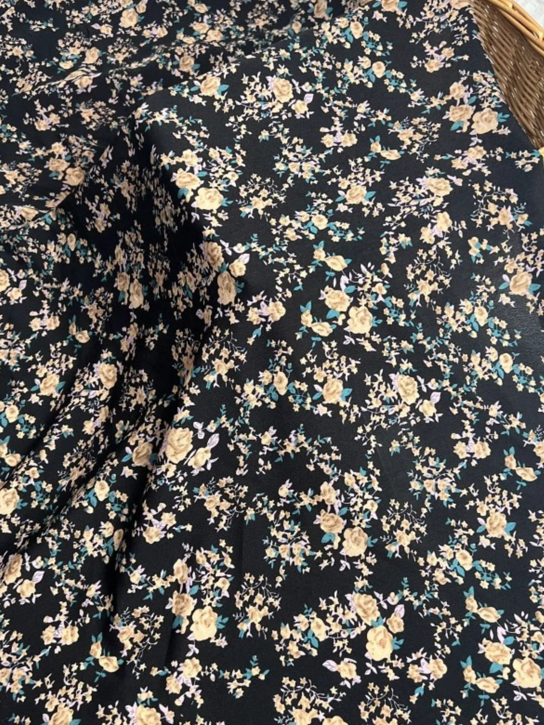 Plus Size Off-Shoulder Floral Dress with smocked neckline, side slit, and flowing midi silhouette in soft floral print