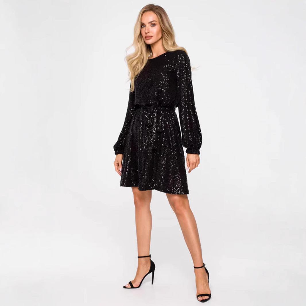 Glittering Beaded Dress For Holiday Party - Glow Goddess