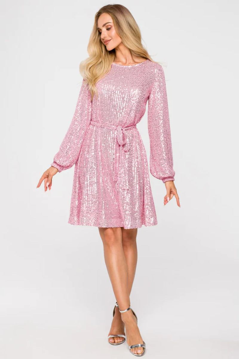 Glittering Beaded Dress For Holiday Party - Glow Goddess