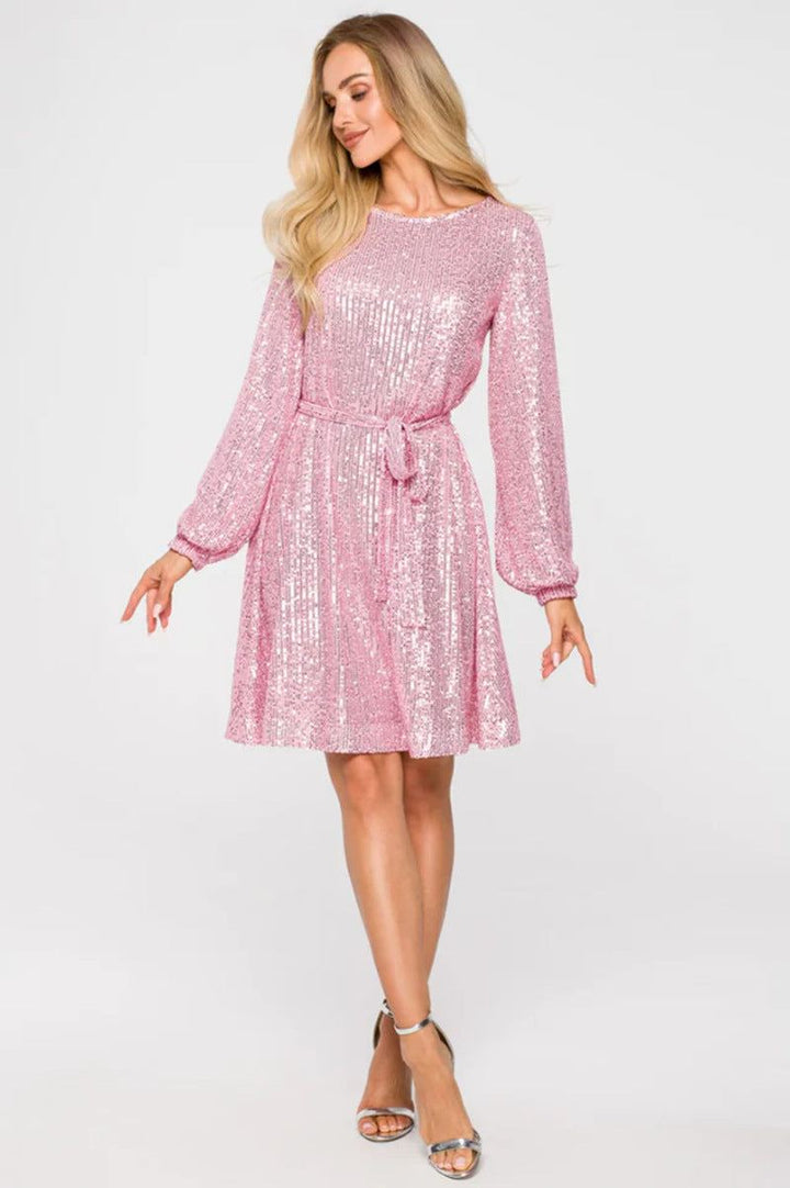 Glittering Beaded Dress For Holiday Party - Glow Goddess