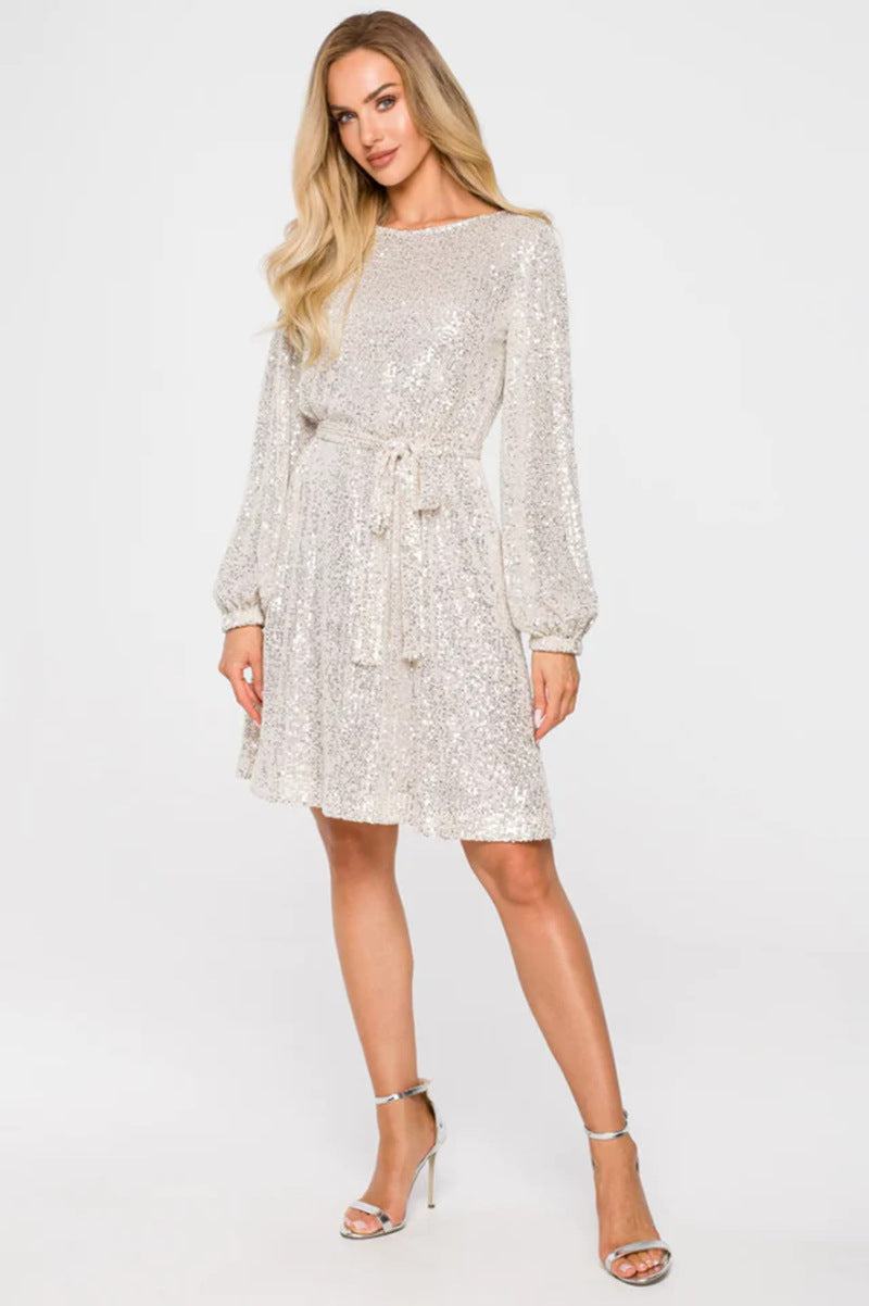 Glittering Beaded Dress For Holiday Party - Glow Goddess
