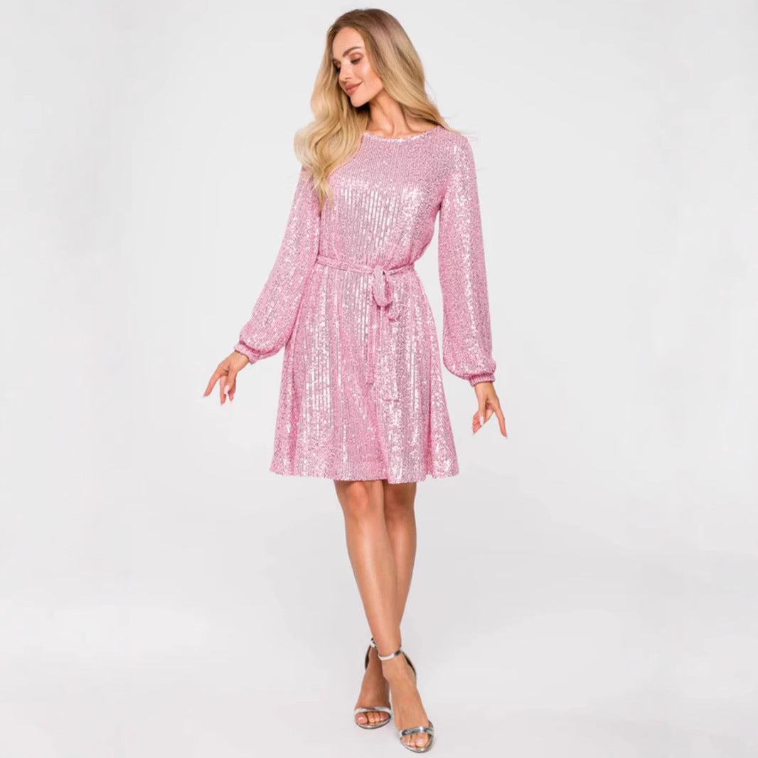 Glittering Beaded Dress For Holiday Party - Glow Goddess