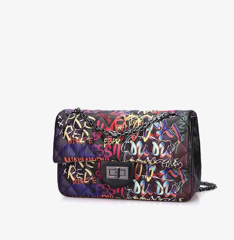 Graffiti alphabet rhombus chain bag - Glow Goddess