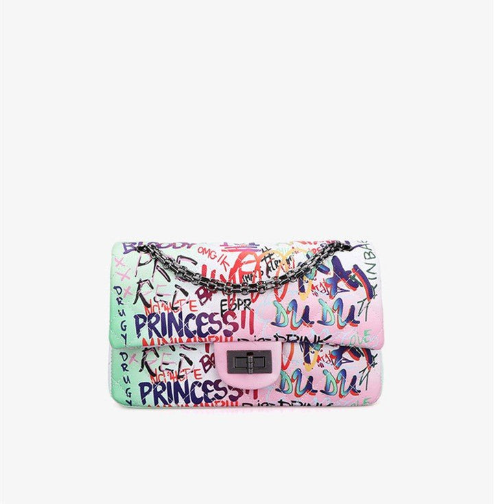 Graffiti alphabet rhombus chain bag - Glow Goddess