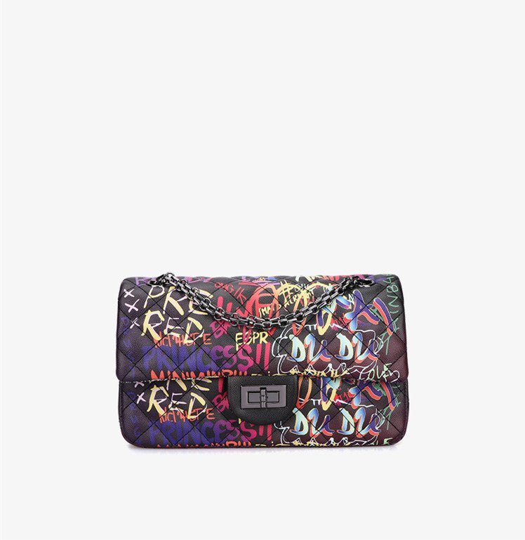 Graffiti alphabet rhombus chain bag - Glow Goddess