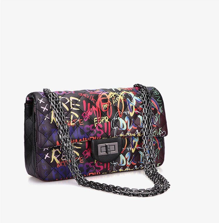 Graffiti alphabet rhombus chain bag - Glow Goddess