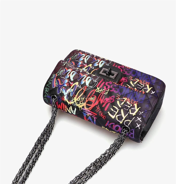 Graffiti alphabet rhombus chain bag - Glow Goddess