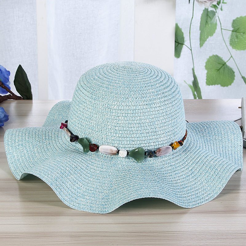 Hand - Woven Read Strange Stone Decorative Straw Hat Woman - Glow Goddess