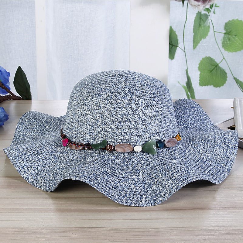 Hand - Woven Read Strange Stone Decorative Straw Hat Woman - Glow Goddess