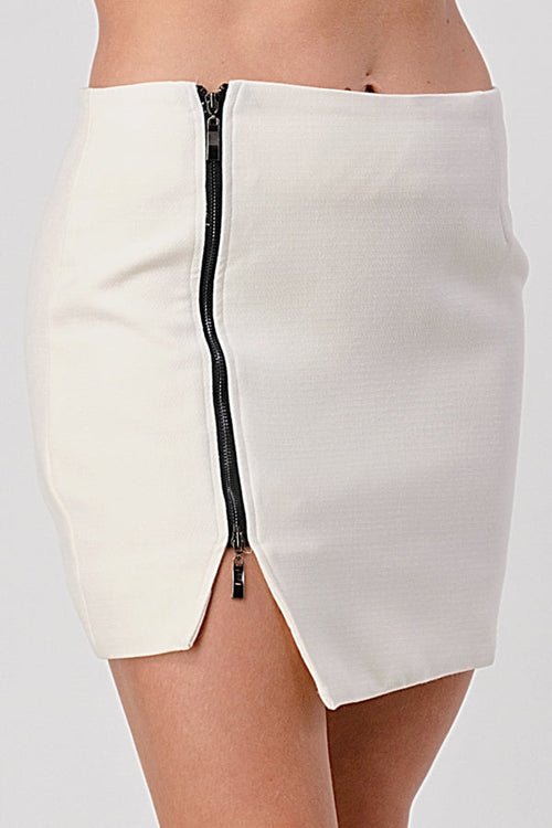 High Waisted Mini Skirt with Side Zip – Zip - Front Fitted Skirt - Glow Goddess
