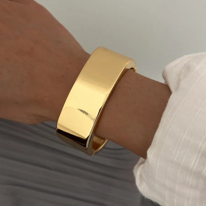 Women’s Geometric Alloy Bangle in plated finish with exaggerated hip-hop style and lightweight alloy design