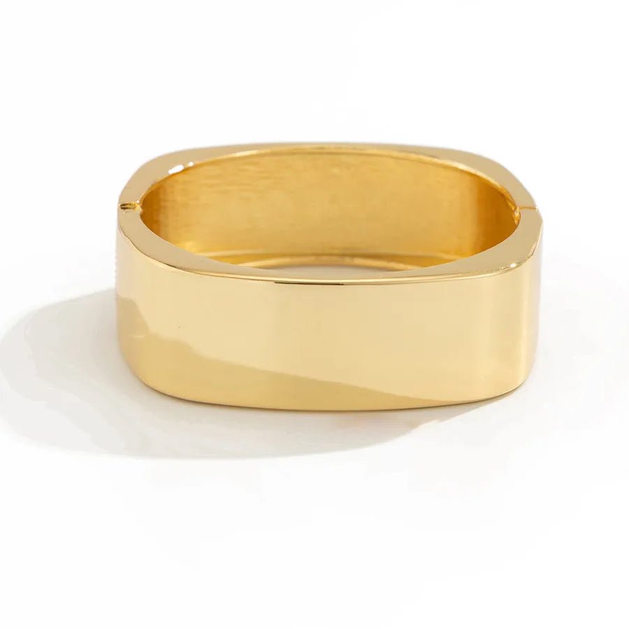Women’s Geometric Alloy Bangle in plated finish with exaggerated hip-hop style and lightweight alloy design