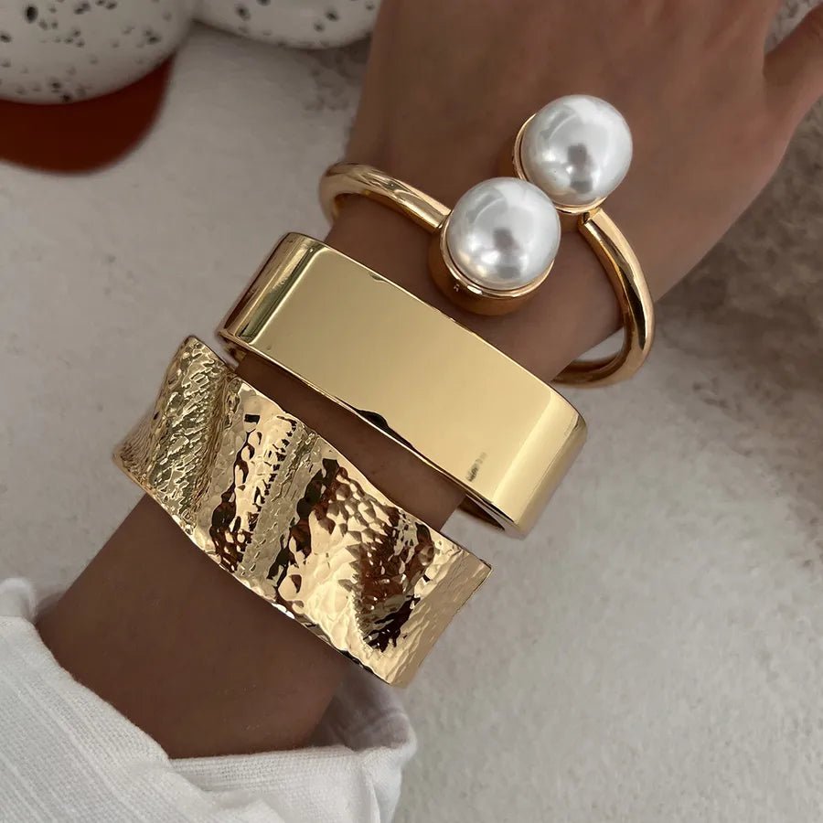 Women’s Geometric Alloy Bangle in plated finish with exaggerated hip-hop style and lightweight alloy design