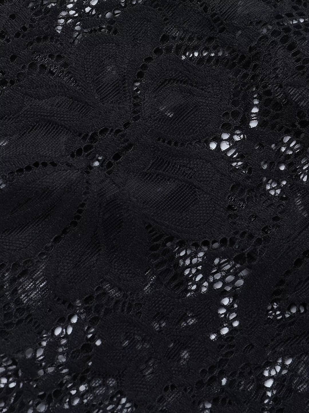 Lace Long Sleeve Bodycon Dress in sheer floral lace with twisted waist detail and fitted mini silhouette