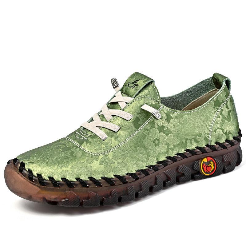 Leather Large Size Flat Bottom Casual Shoes - Glow Goddess