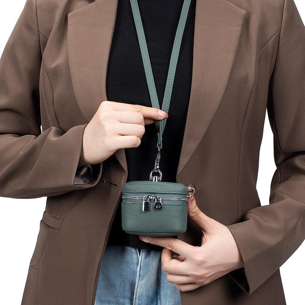 Leather Small Neck - hanging Coin Purse Simple And Portable - Glow Goddess