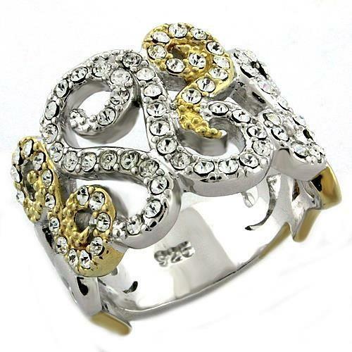 LOAS1019 - Gold+Rhodium 925 Sterling Silver Ring with Top Grade - Glow Goddess