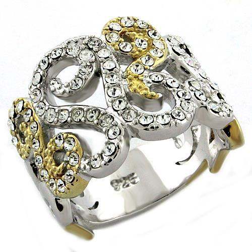 LOAS1019 - Gold+Rhodium 925 Sterling Silver Ring with Top Grade - Glow Goddess