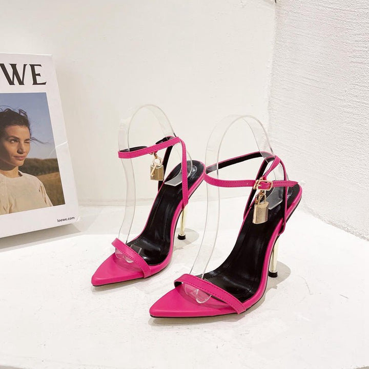 Lock Pointed Thin Heeled Sandals For Women - Glow Goddess