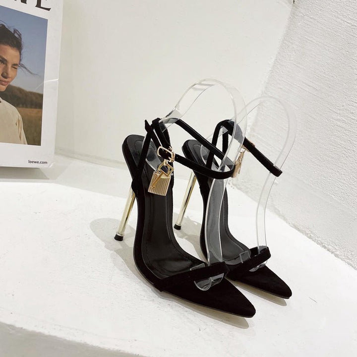 Lock Pointed Thin Heeled Sandals For Women - Glow Goddess