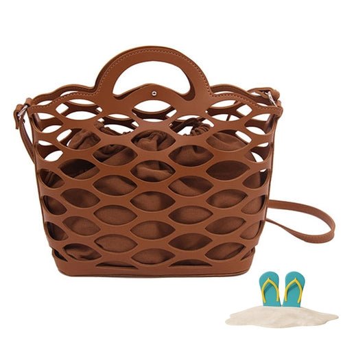 Medium Beach Tote Bag – Summer Bucket Handbag with Crossbody Strap - Glow Goddess