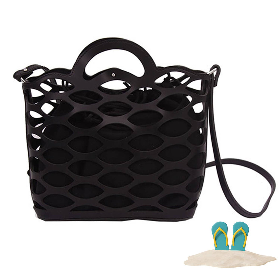 Medium Beach Tote Bag – Summer Bucket Handbag with Crossbody Strap - Glow Goddess