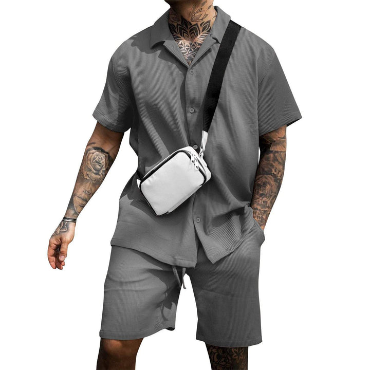 Men’s casual summer outfit – polo short sleeve shirt and matching shorts set in multiple colors