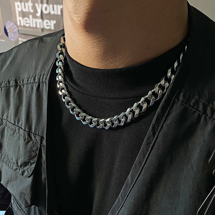 Men's High Street Hip Hop Titanium Steel Cuban Necklace - Glow Goddess