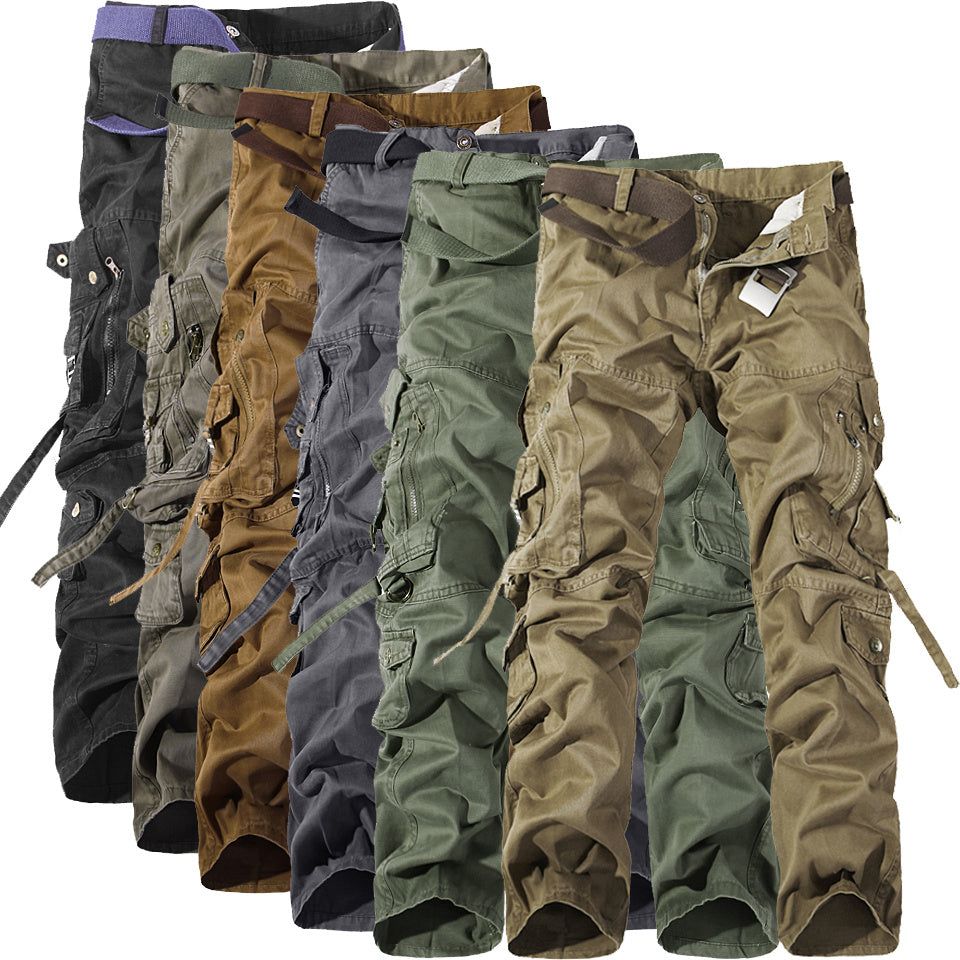 Men's Multi - pocket Cargo Pants Washed Cargo Pants - Glow Goddess
