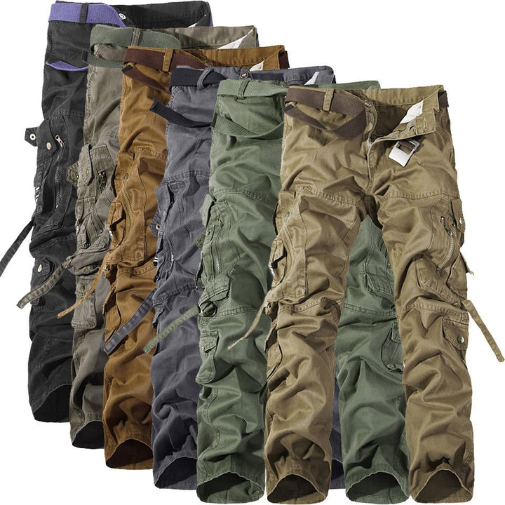 Men's Multi - pocket Cargo Pants Washed Cargo Pants - Glow Goddess