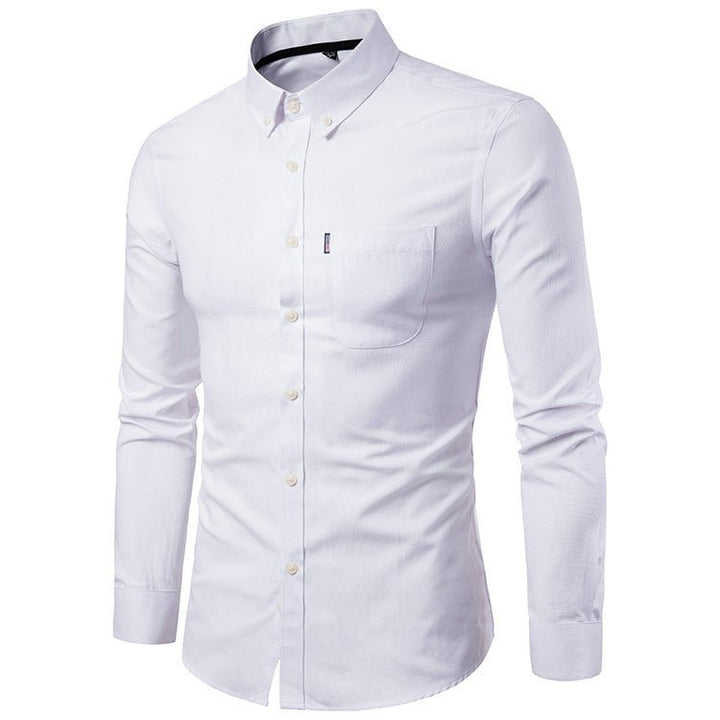 Men’s Slim Fit Long Sleeve Dress Shirt – Korean Style Button - Up - Glow Goddess