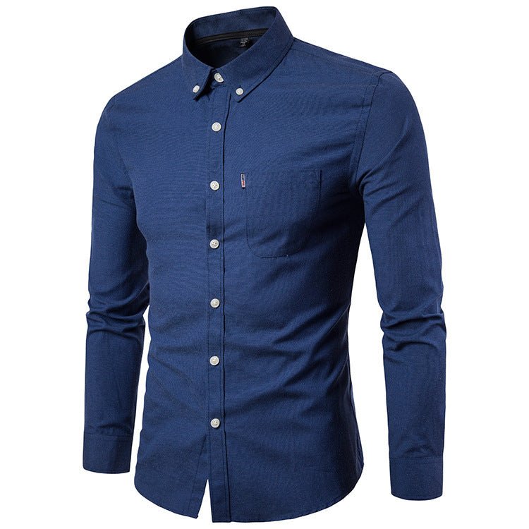 Men’s Slim Fit Long Sleeve Dress Shirt – Korean Style Button - Up - Glow Goddess