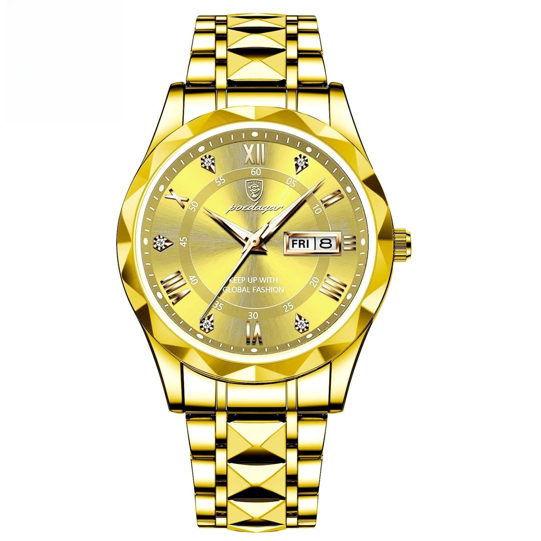 Men's Waterproof Double Calendar Luminous Quartz Watch - Glow Goddess