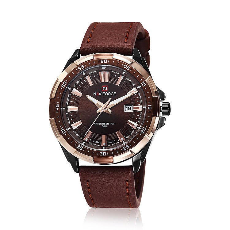 NAVIFORCE 9056 luxury waterproof watch for men with alloy case, belt strap, and Citizen Miyota movement