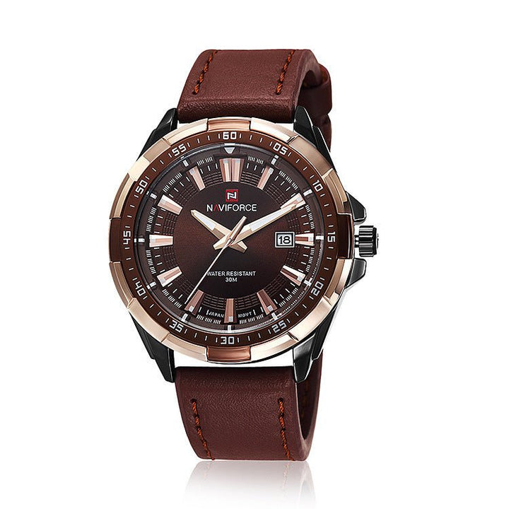 NAVIFORCE 9056 luxury waterproof watch for men with alloy case, belt strap, and Citizen Miyota movement