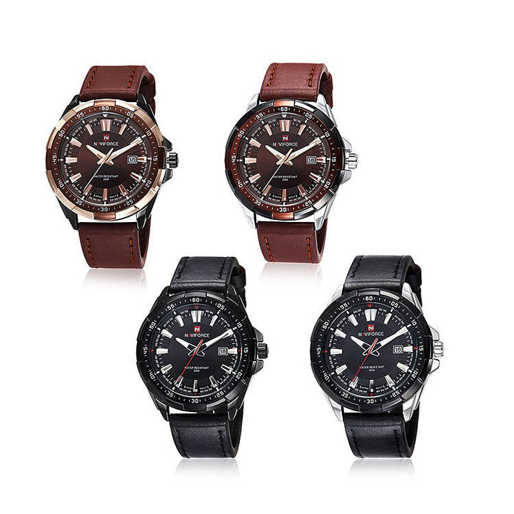 NAVIFORCE 9056 luxury waterproof watch for men with alloy case, belt strap, and Citizen Miyota movement