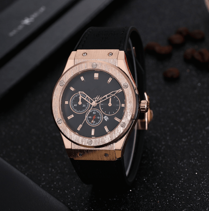 Men’s Swiss sports watch with ghost head silicone strap, quartz movement, 40.5mm round dial, and alloy case