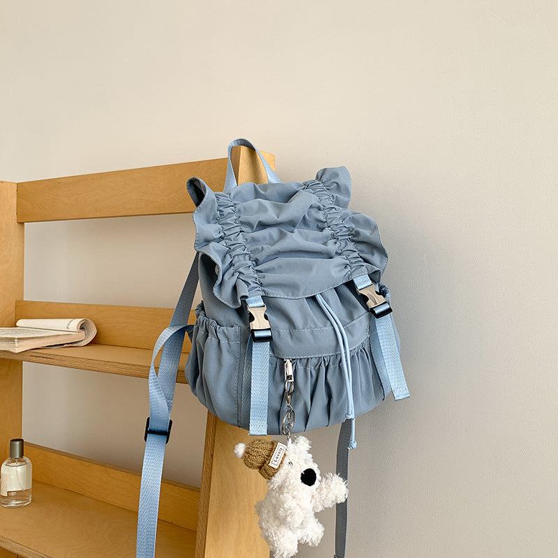 Niche Drawstring Ruffle Nylon Backpack Sweet - Glow Goddess