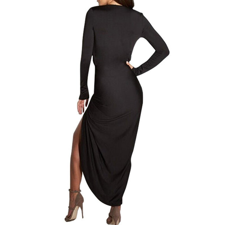 Nightclub Irregular Long - sleeved V - neck Dress - Glow Goddess