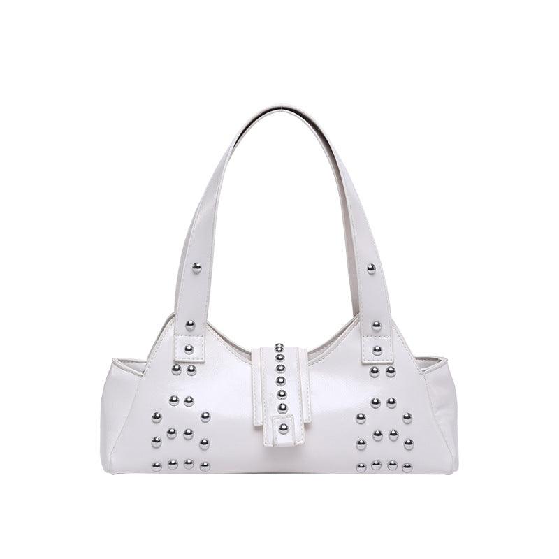 Personality Street Punk Oil Wax Leather Armpit Rivet Bag - Glow Goddess