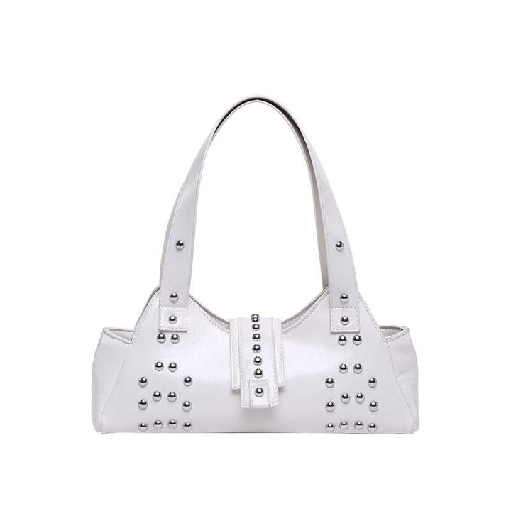 Personality Street Punk Oil Wax Leather Armpit Rivet Bag - Glow Goddess